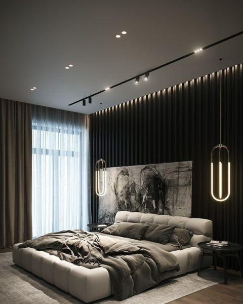 Дизайн натяжного потолка в спальню