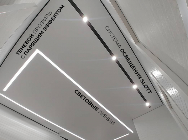 Натяжные потолки с трековыми светильниками